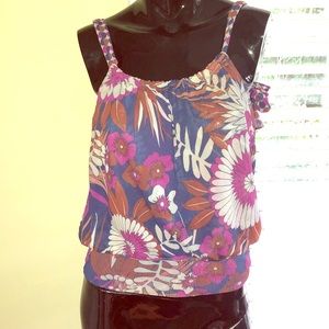 Sheer Boho Floral Print Top